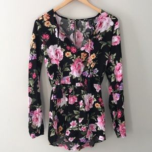 Black floral romper